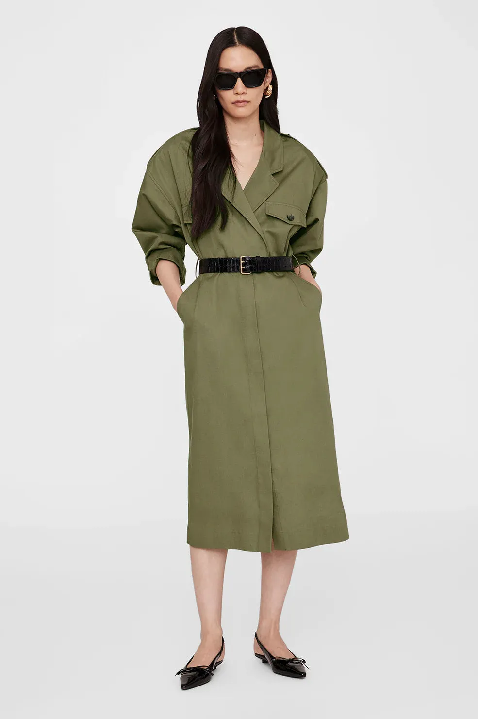 Anine Bing Zelda Dress in Olive