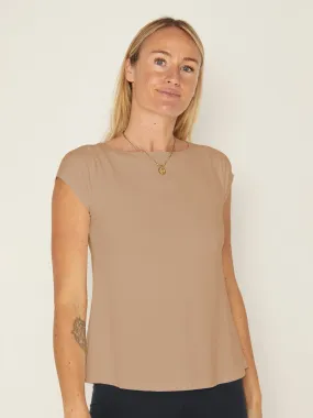 Bamboo Boat Neck T Shirt - Caramel