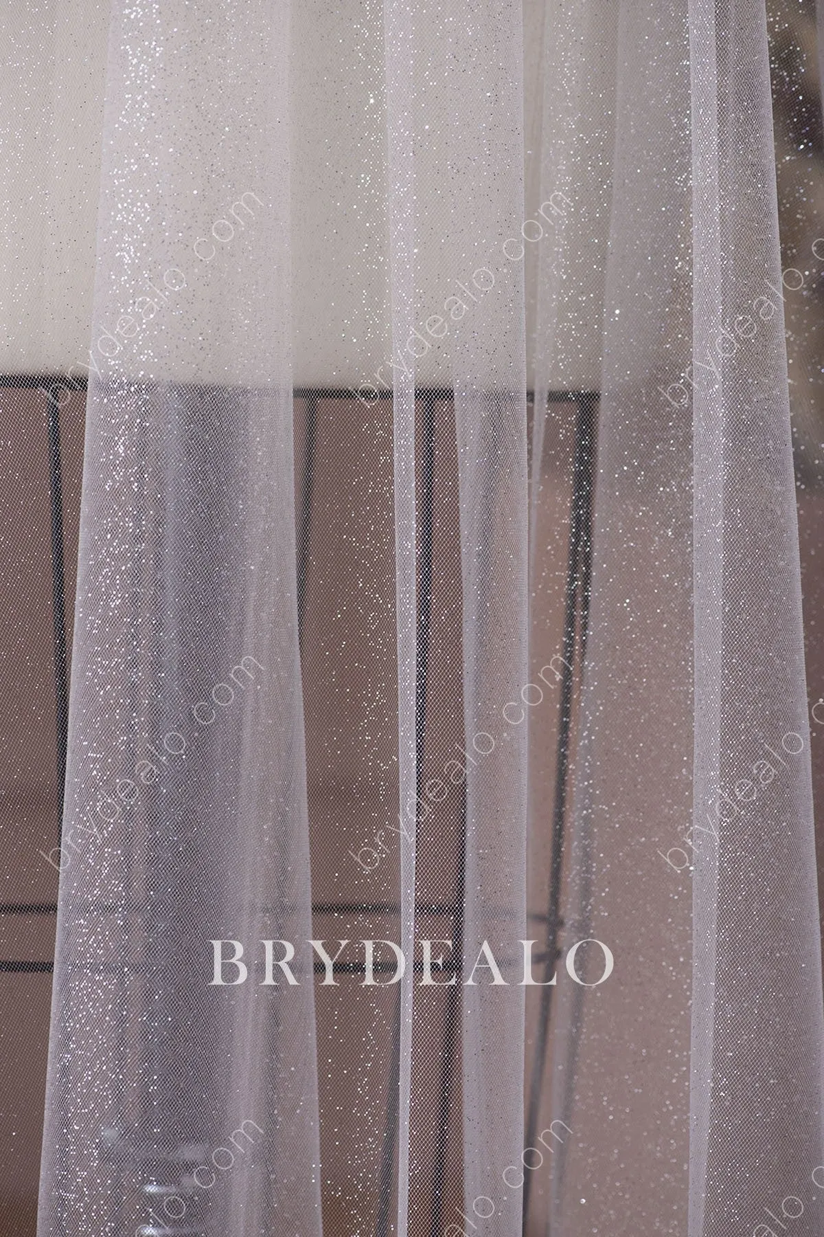 Best Shiny Glitter Waltz Length Comb Wedding Veil Online