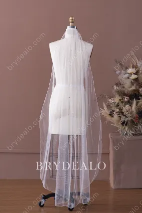 Best Shiny Glitter Waltz Length Comb Wedding Veil Online