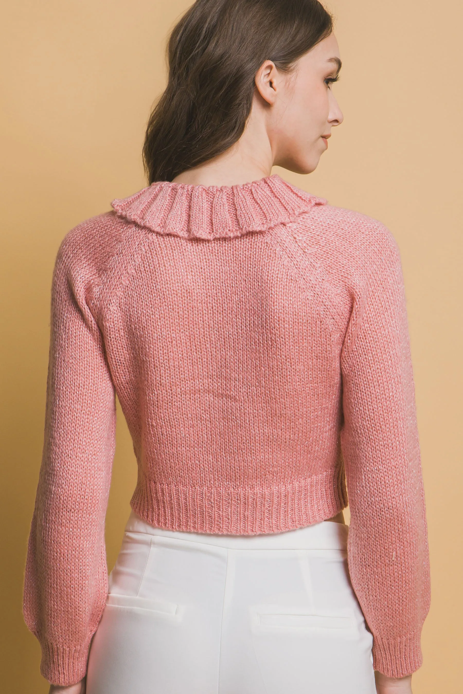 Chic Short Collared Button-Up Top Sweater