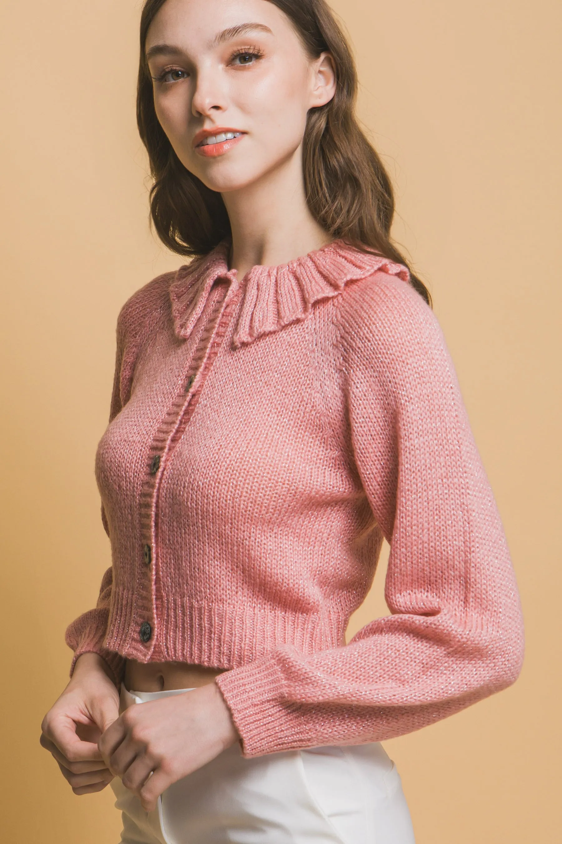 Chic Short Collared Button-Up Top Sweater