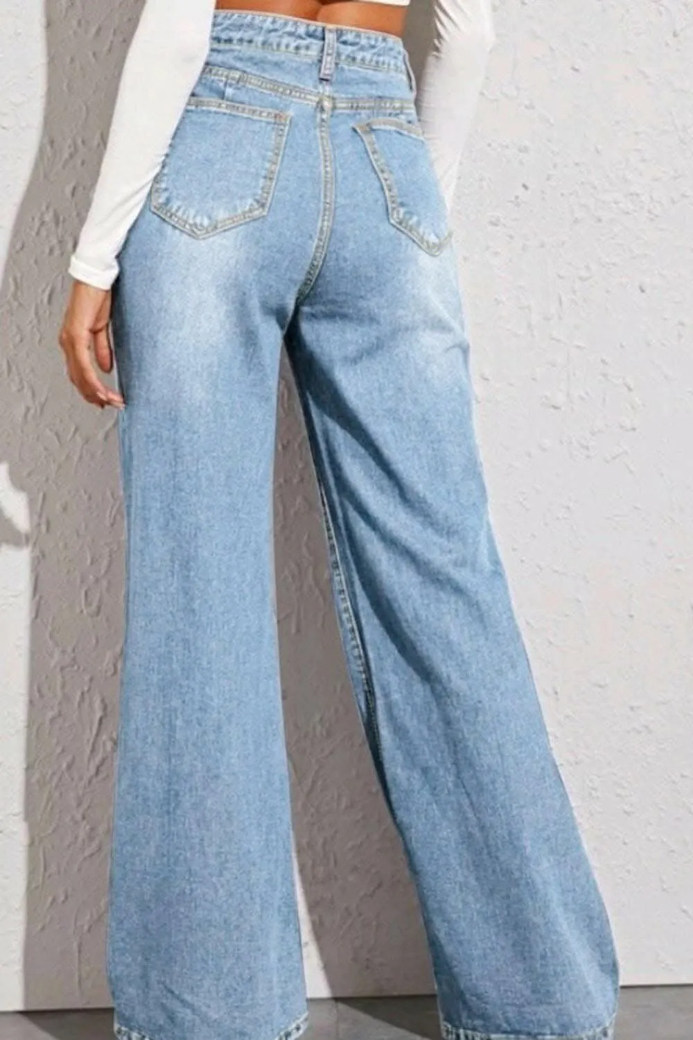 Chic wide leg high-rise denim trousers