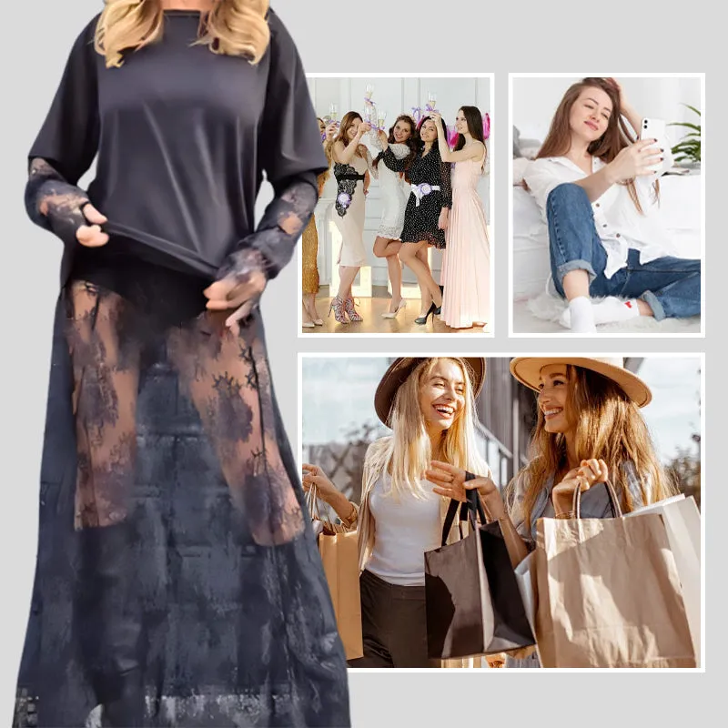 Elegante Doorzichtige Kant Overlay 2-Delige Set voor Dames