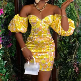 Fashionkova  2022 Summer Women Pencil Dress Off Shoulder Floral Elegant Dresses Sexy Skinny Evening Party Formal Dresses Ruffles Ladies Dress