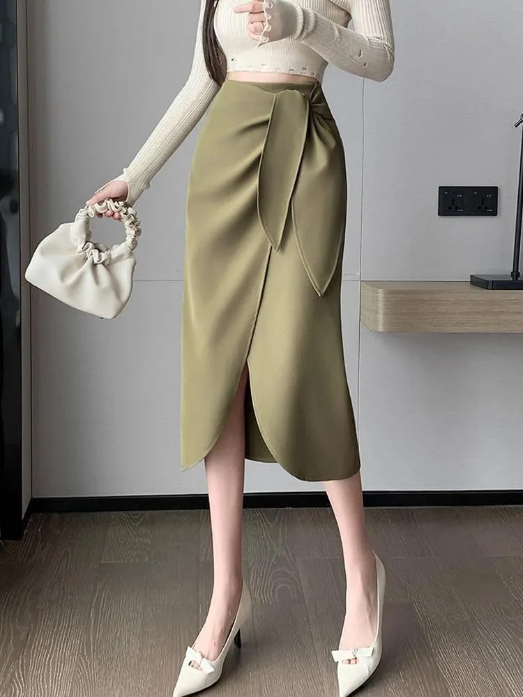 Fashionkova Ladies Elegant Slim Long Skirt New Arrival 2023 Autumn Fashion Korean Style Solid Color High Waist Women Pencil Skirts W1370