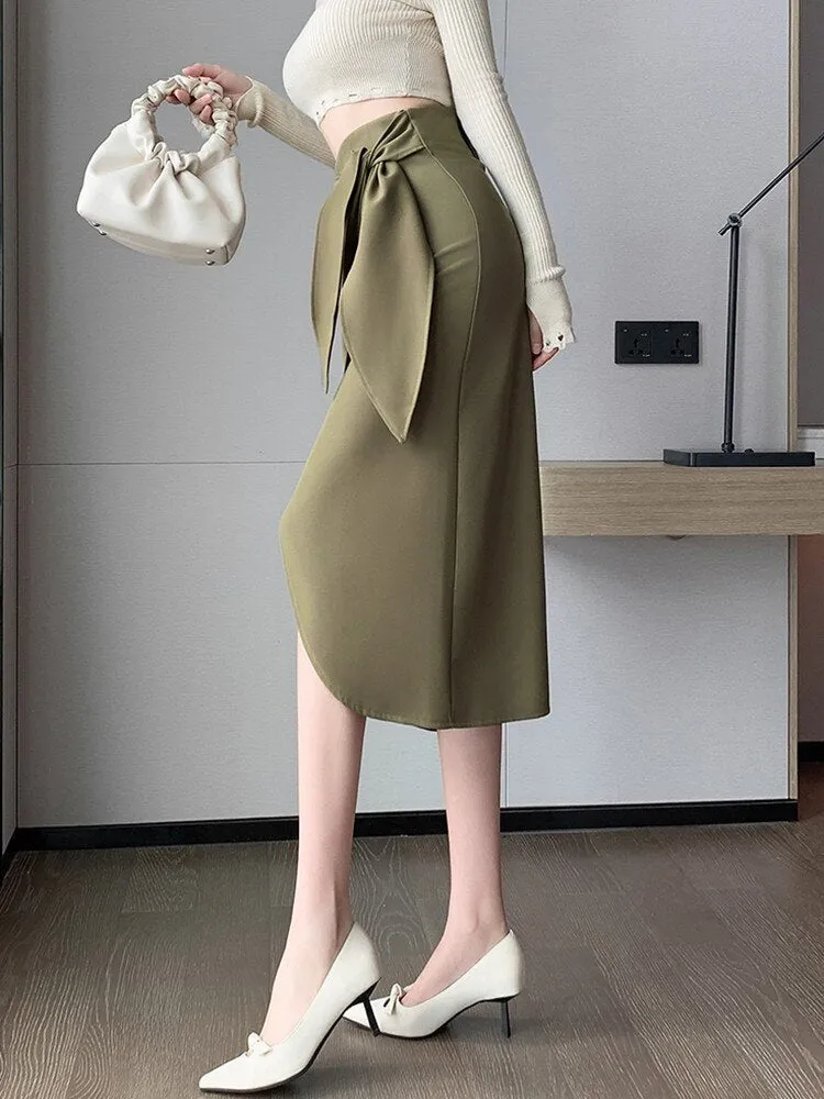 Fashionkova Ladies Elegant Slim Long Skirt New Arrival 2023 Autumn Fashion Korean Style Solid Color High Waist Women Pencil Skirts W1370