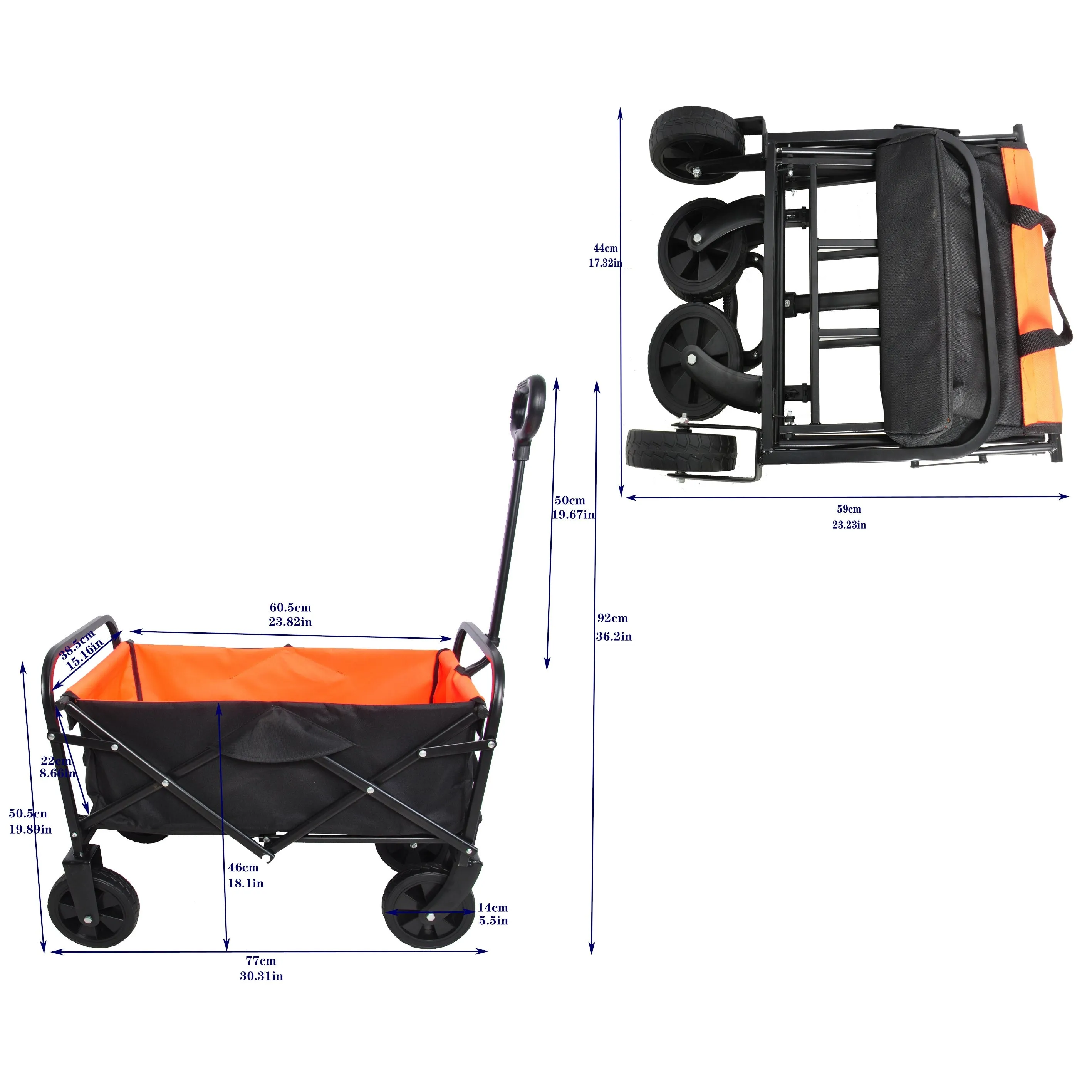 Folding Wagon Garden Shopping Beach Cart (black yellow)