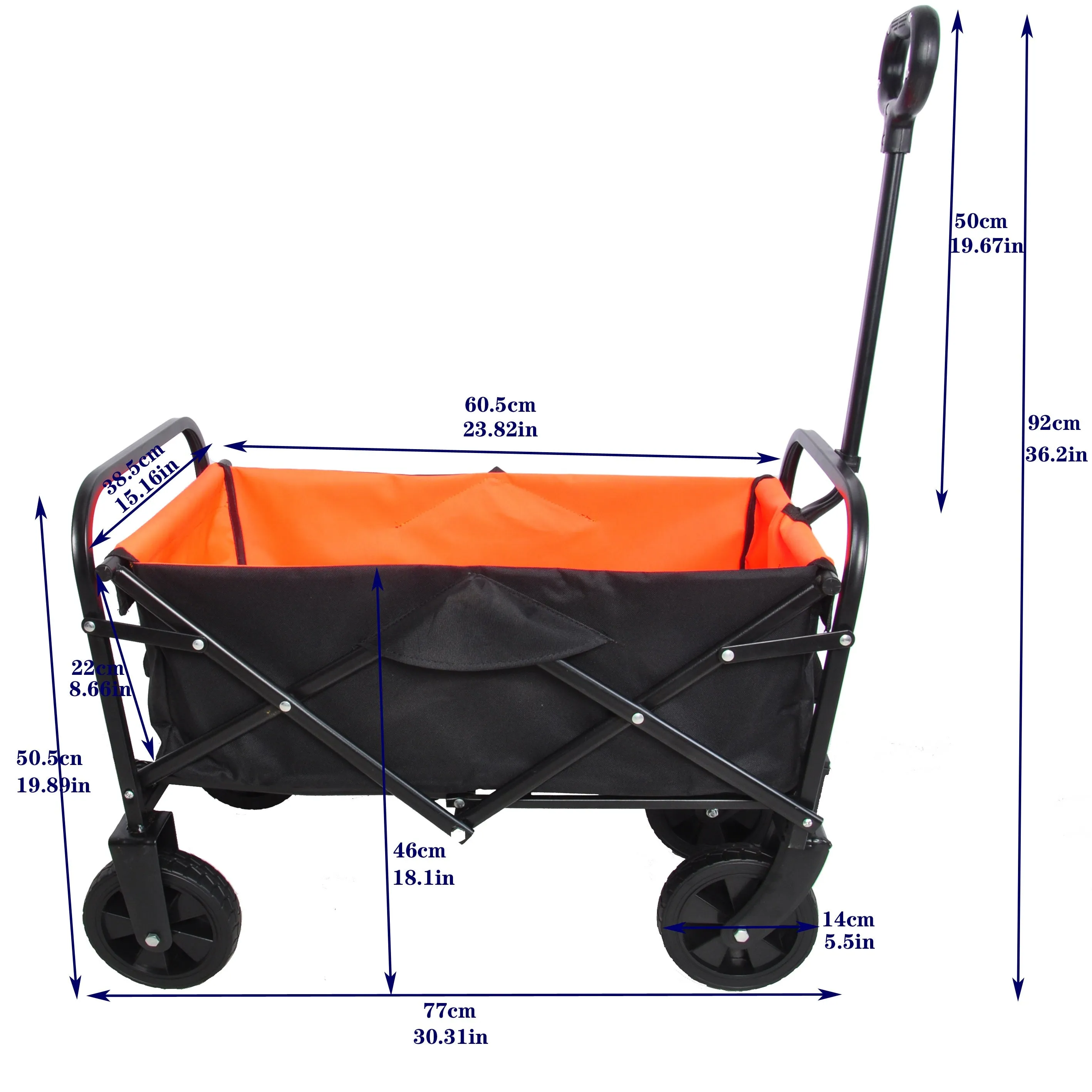 Folding Wagon Garden Shopping Beach Cart (black yellow)