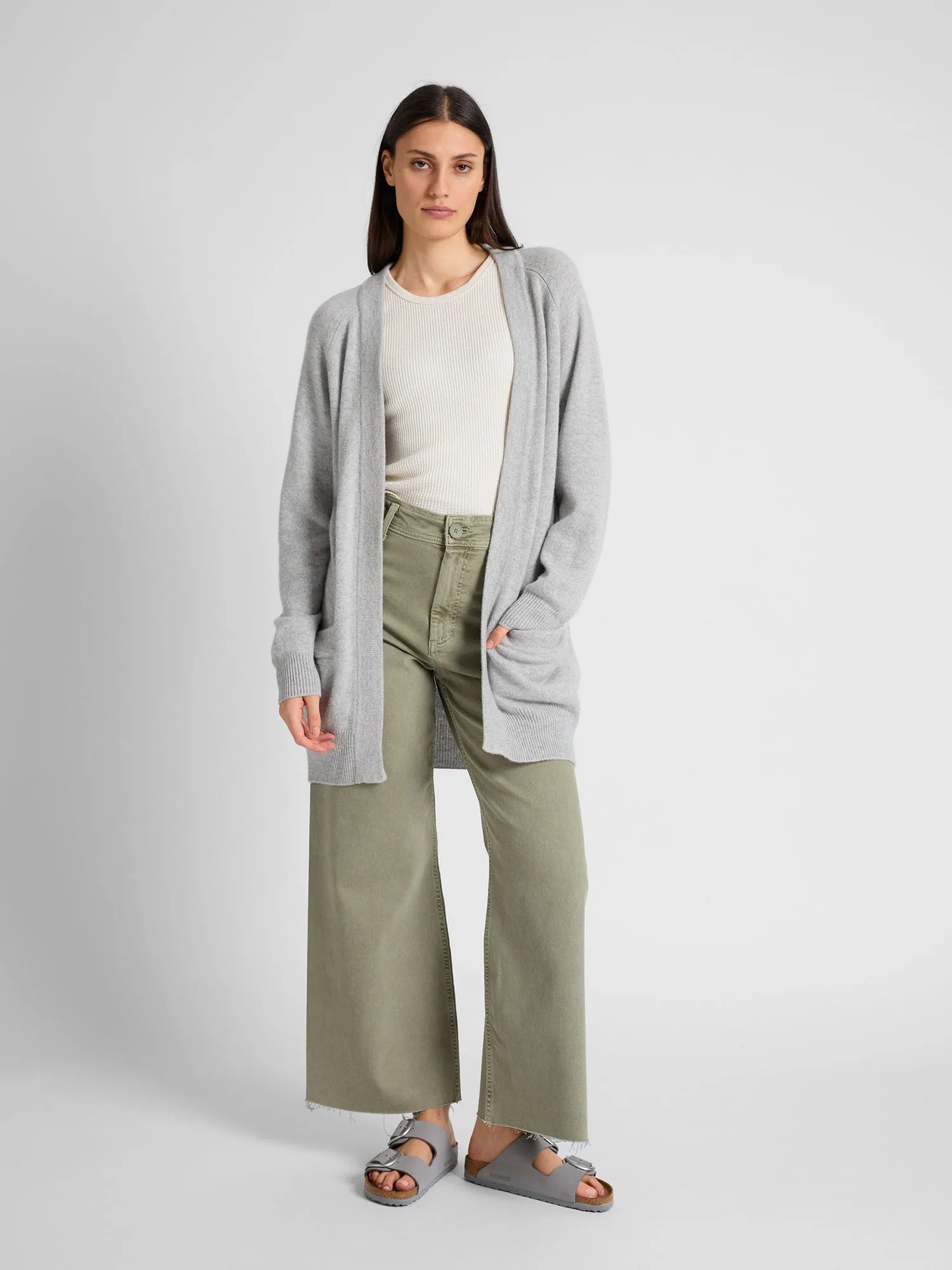 Kashmircardigan "Solveig" - light grey
