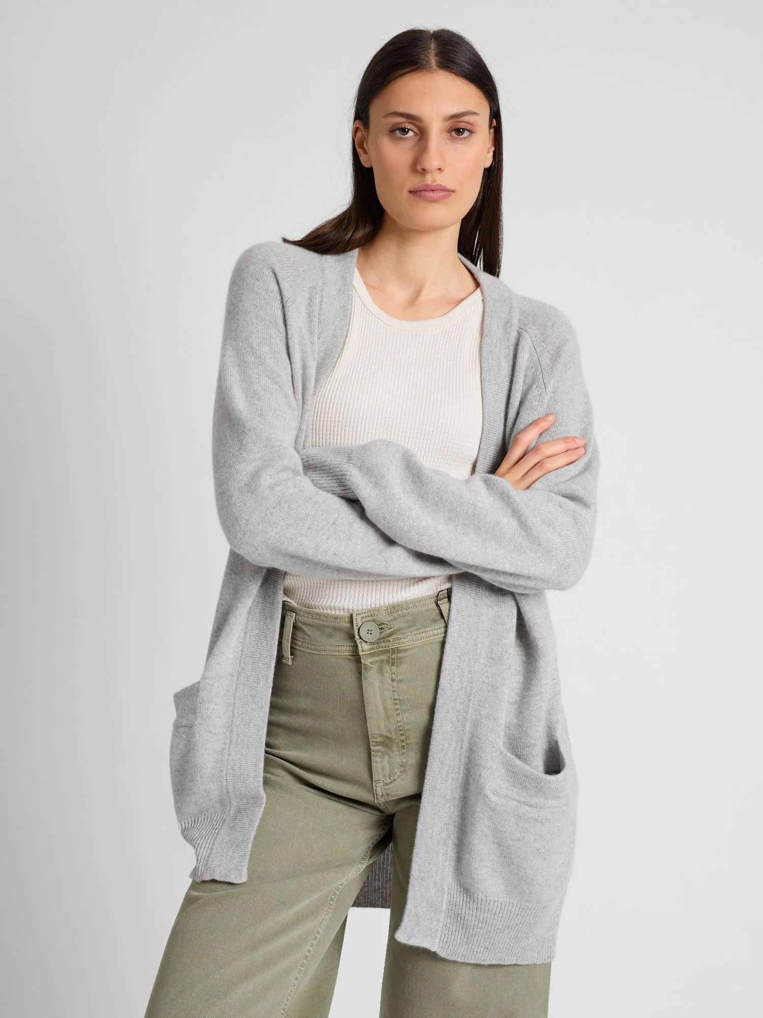 Kashmircardigan "Solveig" - light grey