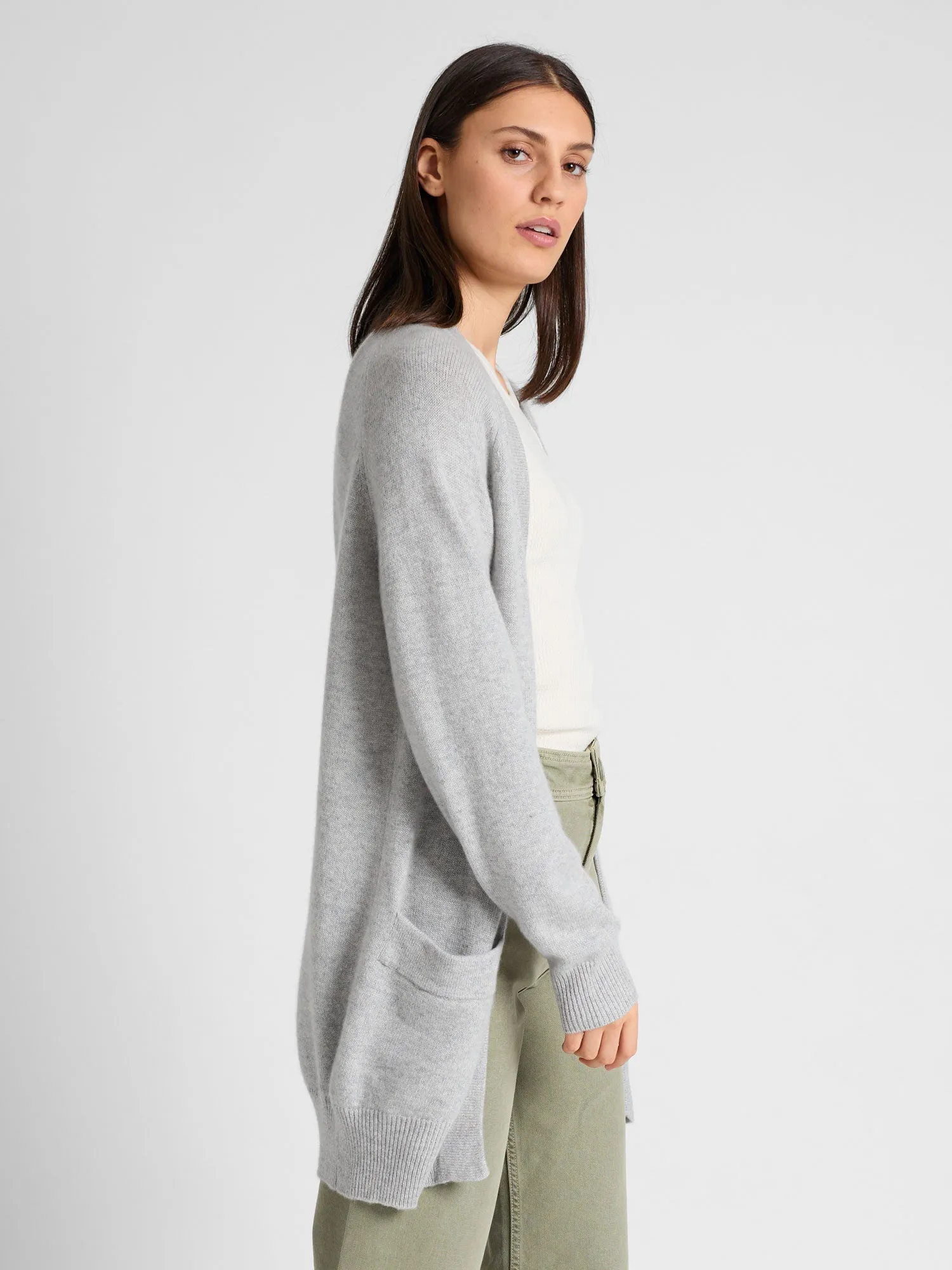 Kashmircardigan "Solveig" - light grey