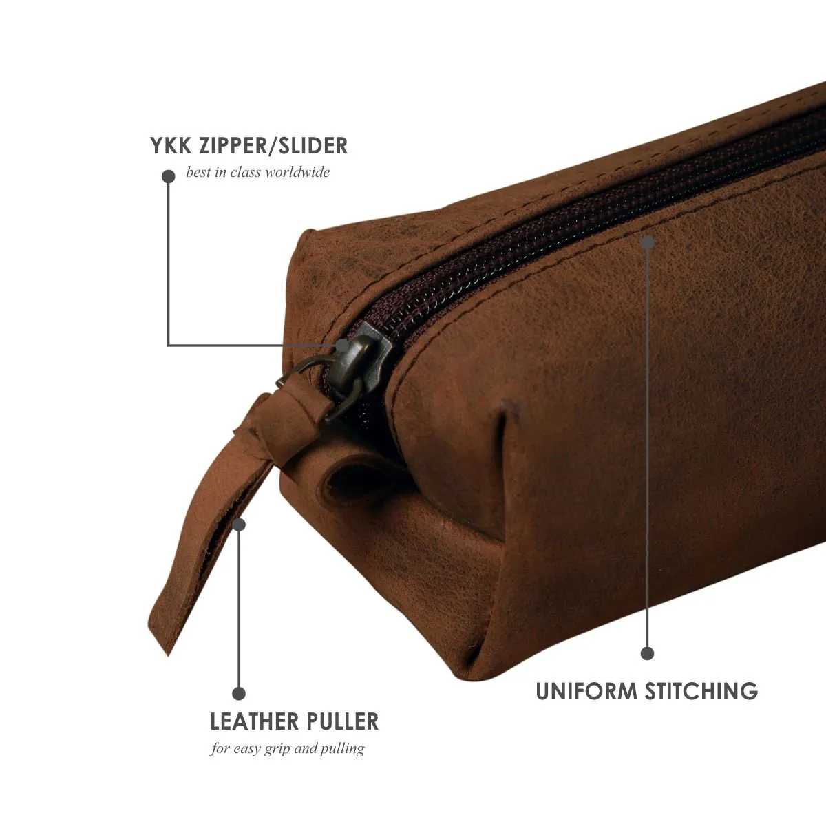 Leather Stationery Pouch- Rustic Brown