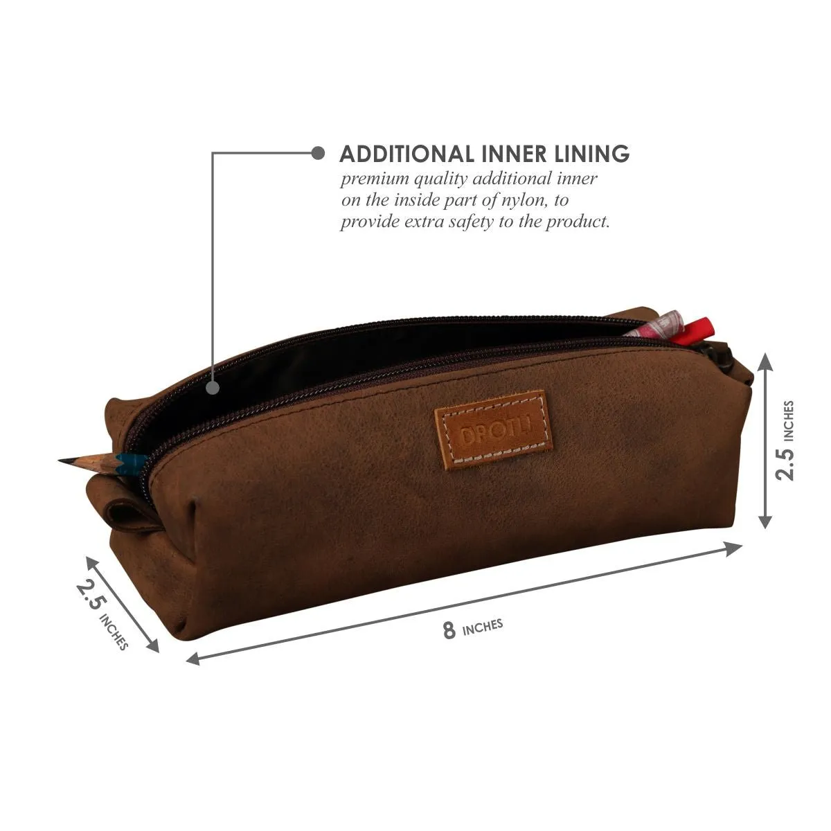 Leather Stationery Pouch- Rustic Brown