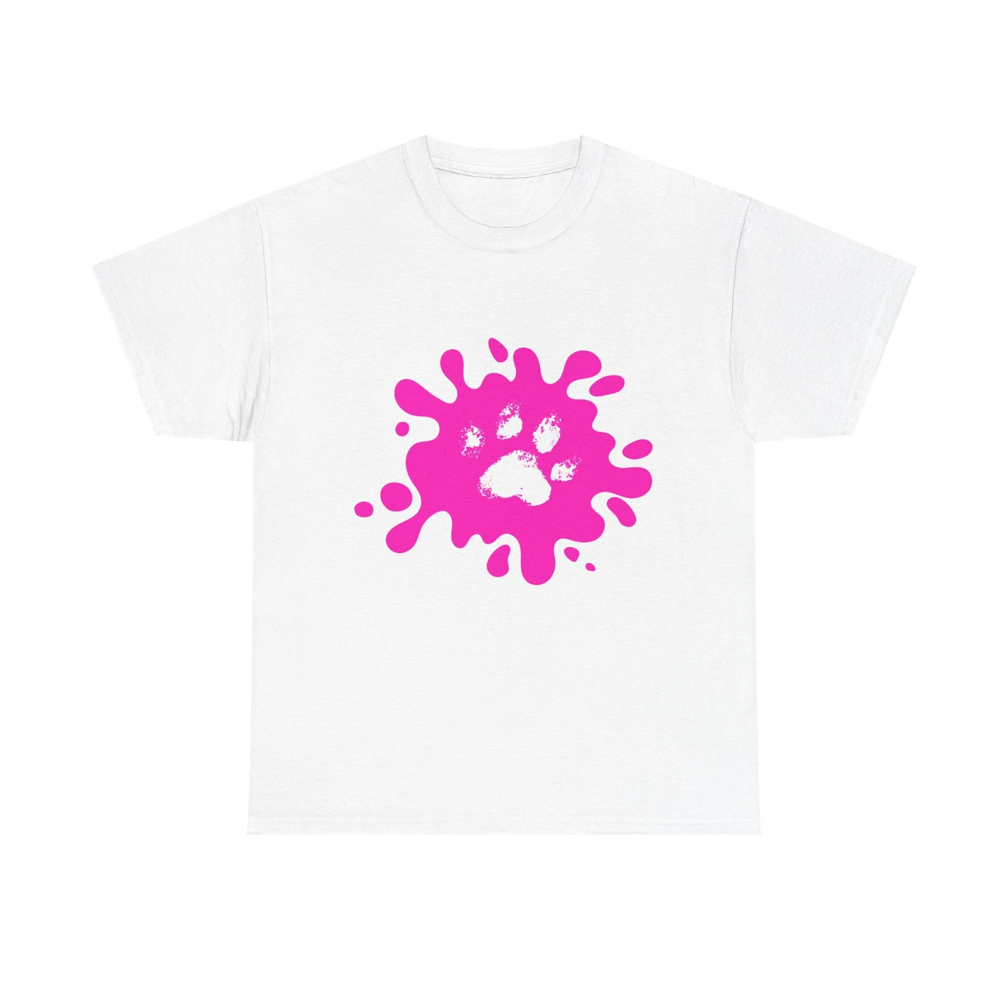 Pink Paw Print Unisex Heavy Cotton Tee - Perfect for Pet Lovers