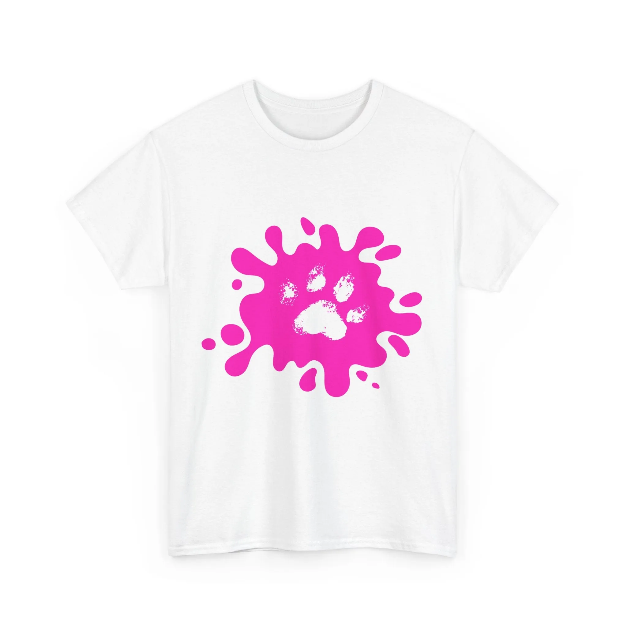 Pink Paw Print Unisex Heavy Cotton Tee - Perfect for Pet Lovers
