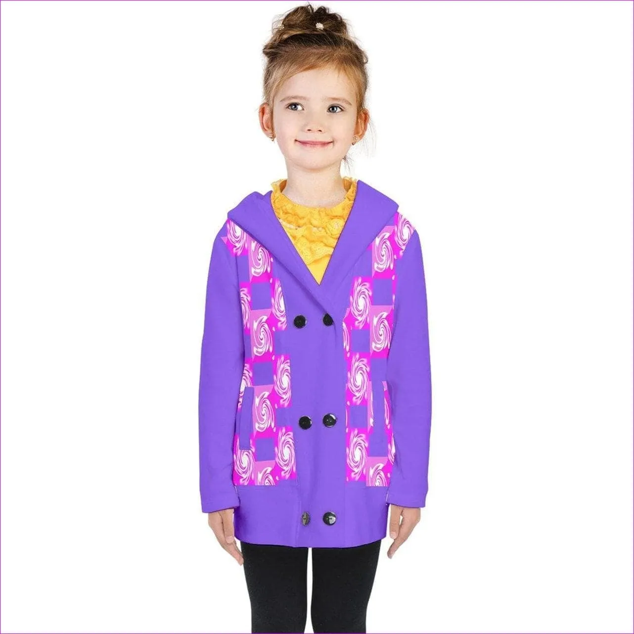 Pink Whirlwind Kids Double Breasted Button Coat