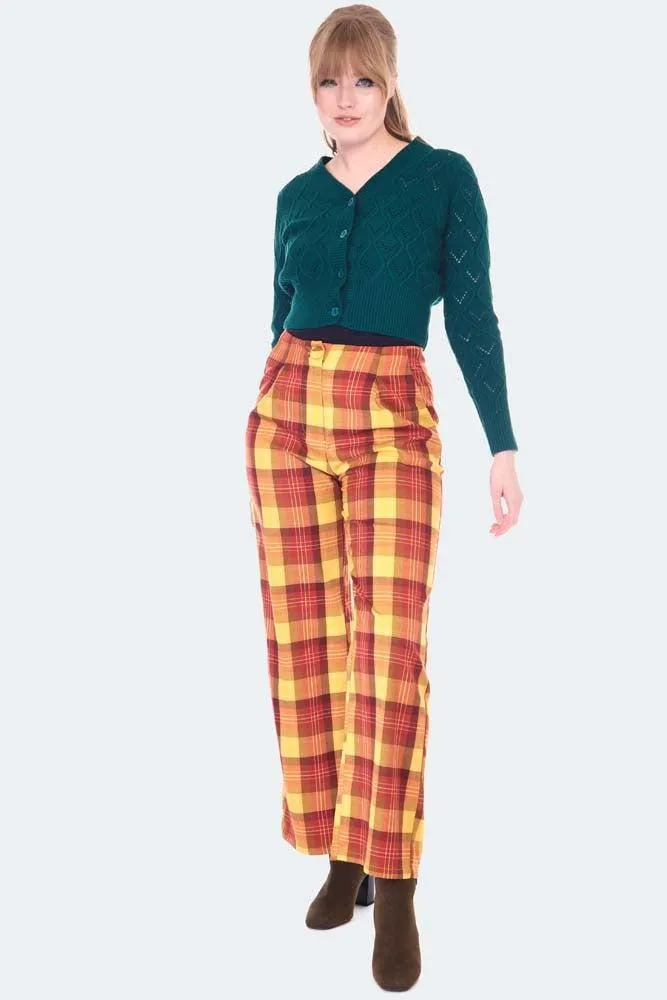 Plaid Vintage Style High Waisted Trousers