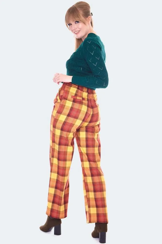 Plaid Vintage Style High Waisted Trousers