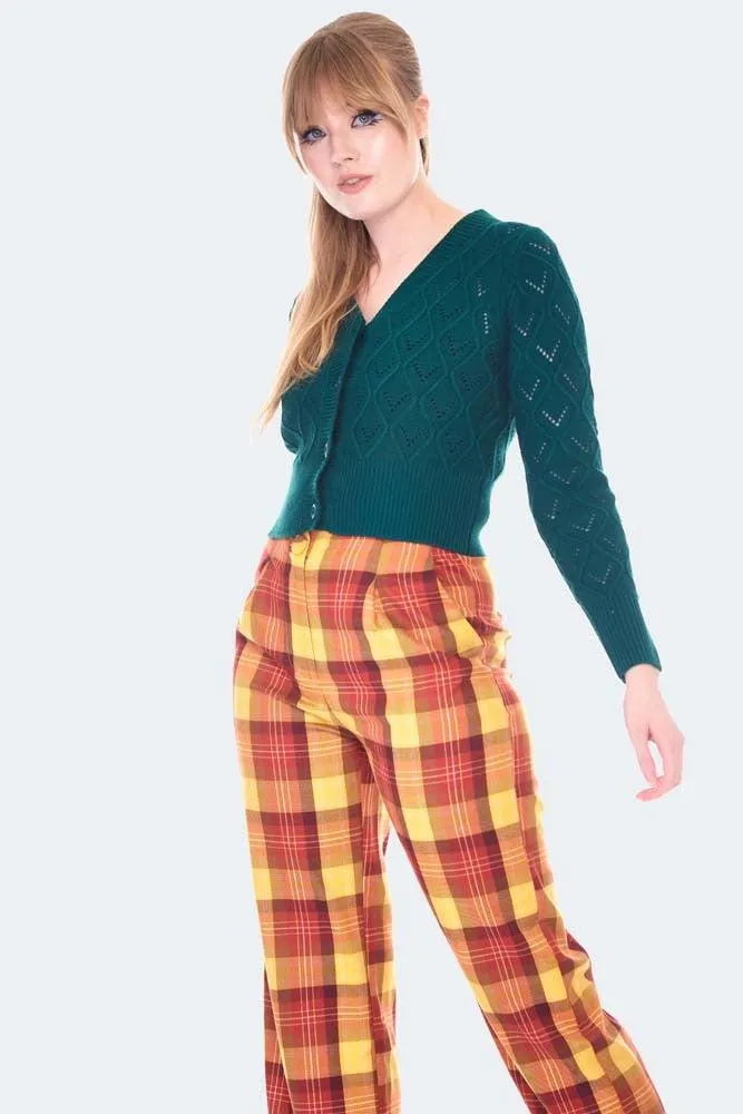 Plaid Vintage Style High Waisted Trousers