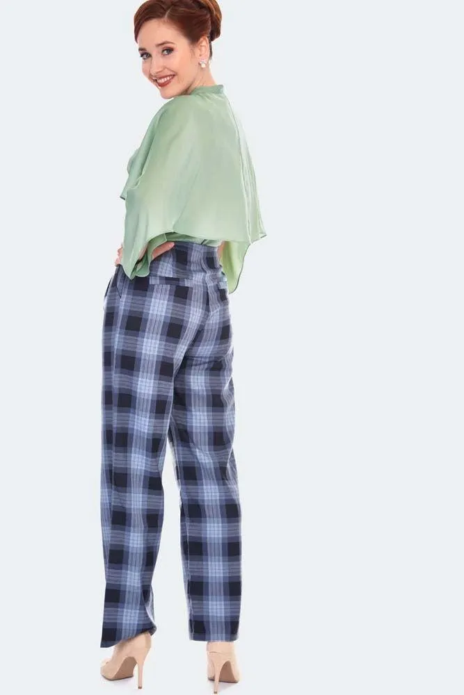 Plaid Vintage Style High Waisted Trousers