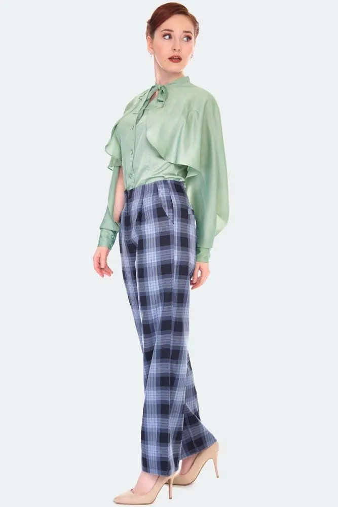 Plaid Vintage Style High Waisted Trousers