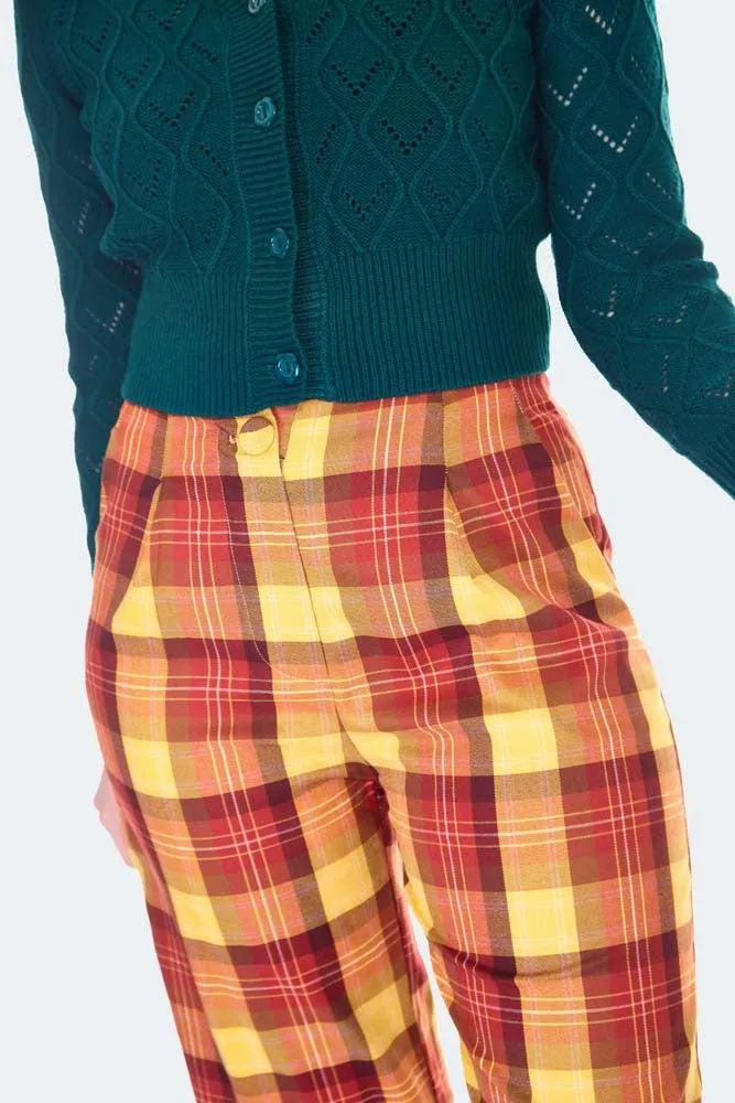 Plaid Vintage Style High Waisted Trousers