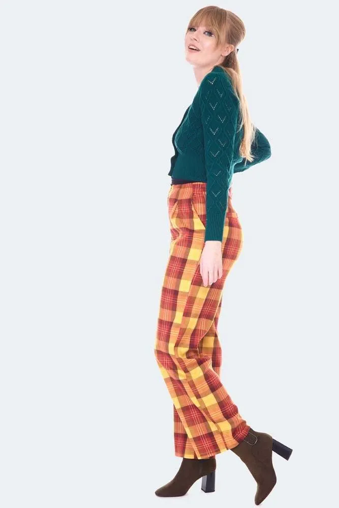 Plaid Vintage Style High Waisted Trousers