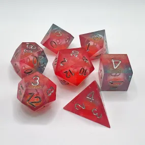 Quicksand Liquid Core Dice Set - Sky Blue/Pink Layer w/ Gold