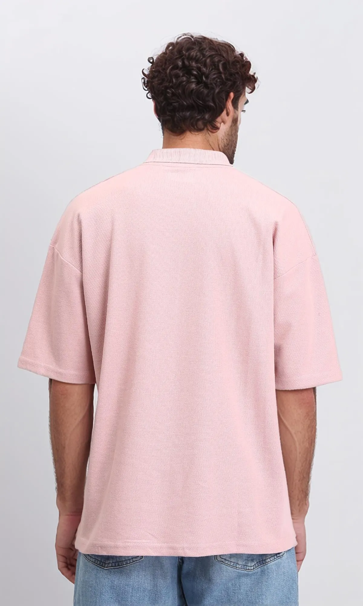 R210630 - Relaxed Fit Zipped Polo Shirt - Rose