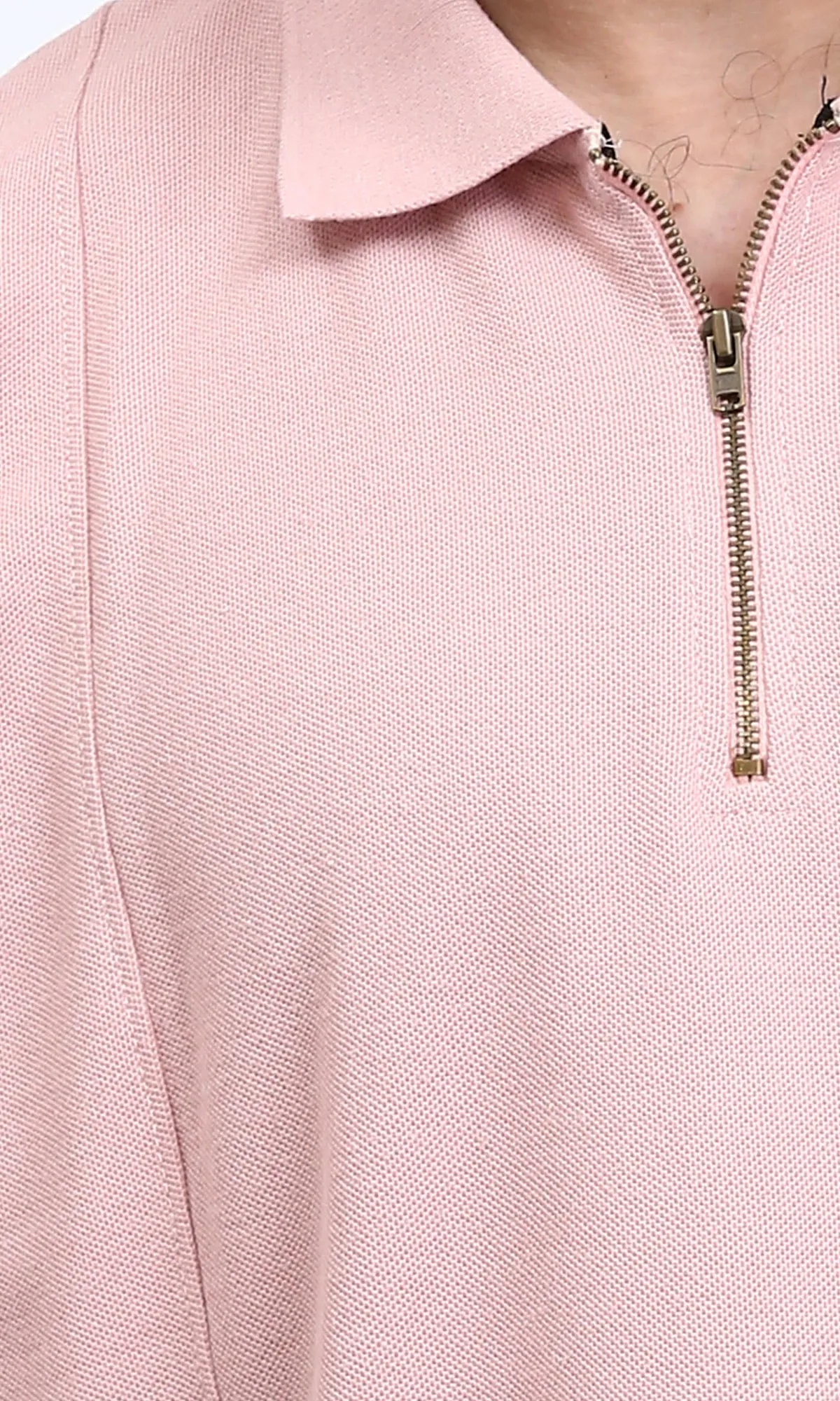 R210630 - Relaxed Fit Zipped Polo Shirt - Rose