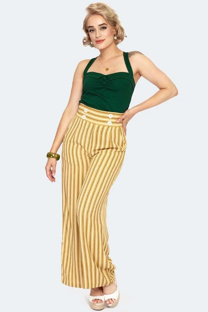 Stripe High Waist Wide Leg Trousers