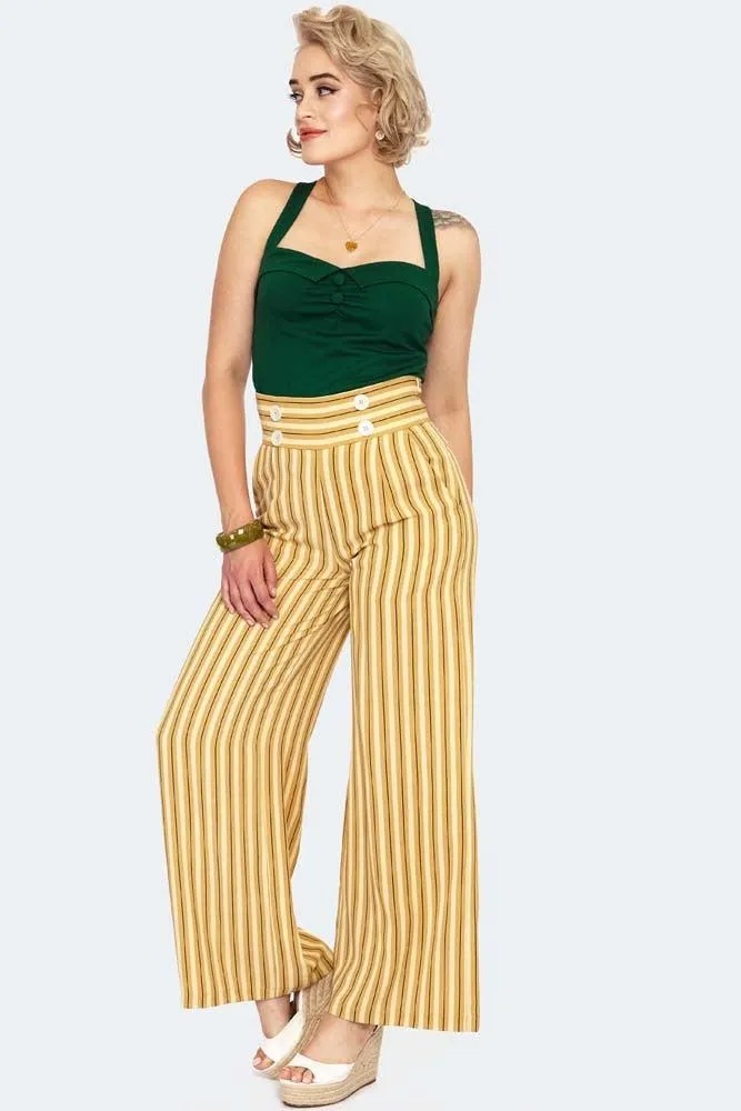 Stripe High Waist Wide Leg Trousers