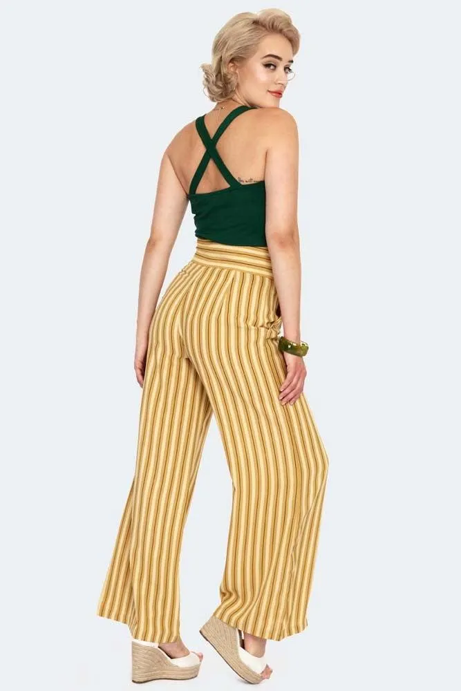 Stripe High Waist Wide Leg Trousers