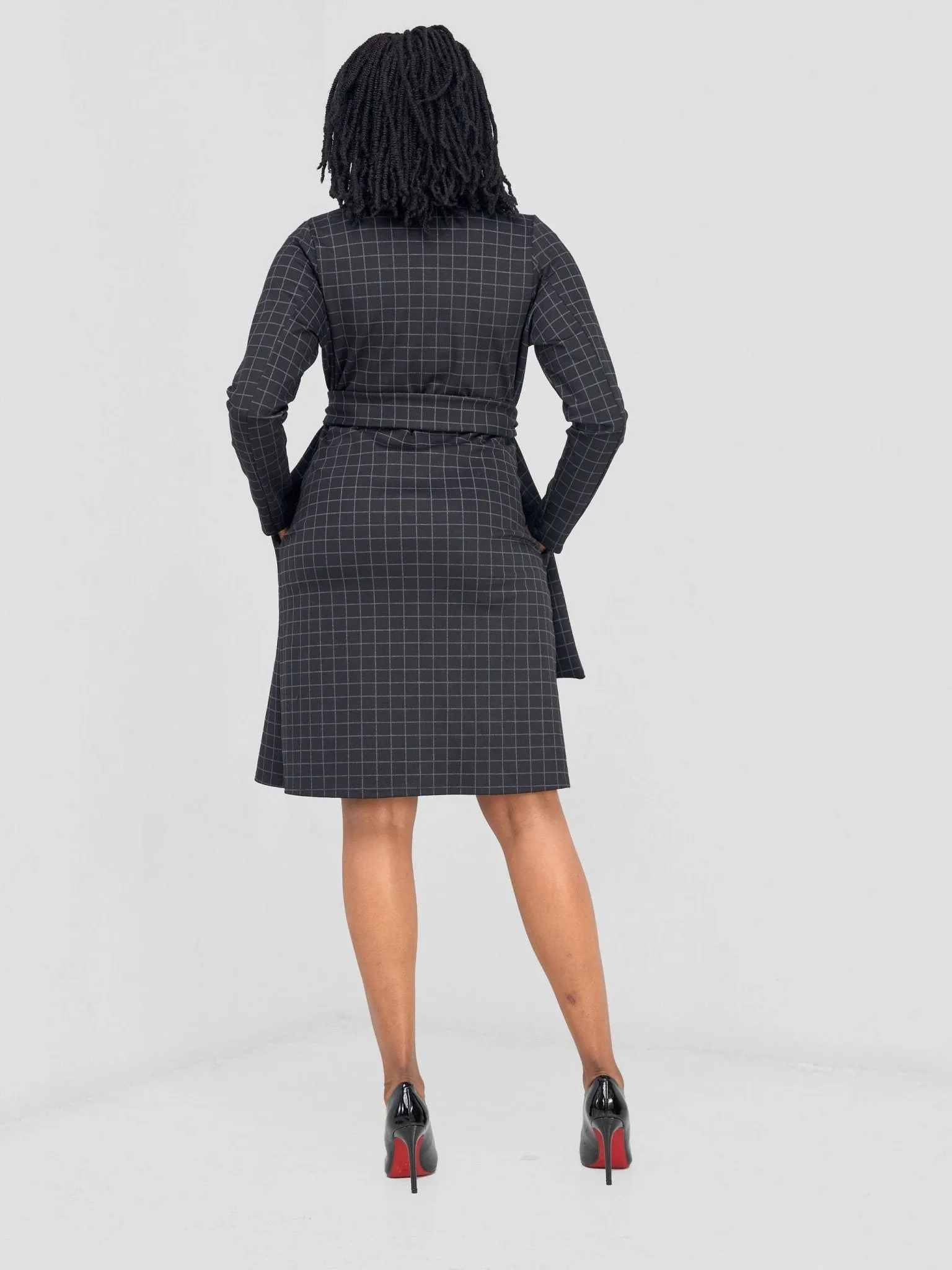 Vivo Paji Trench Coat - Black Checkered Print