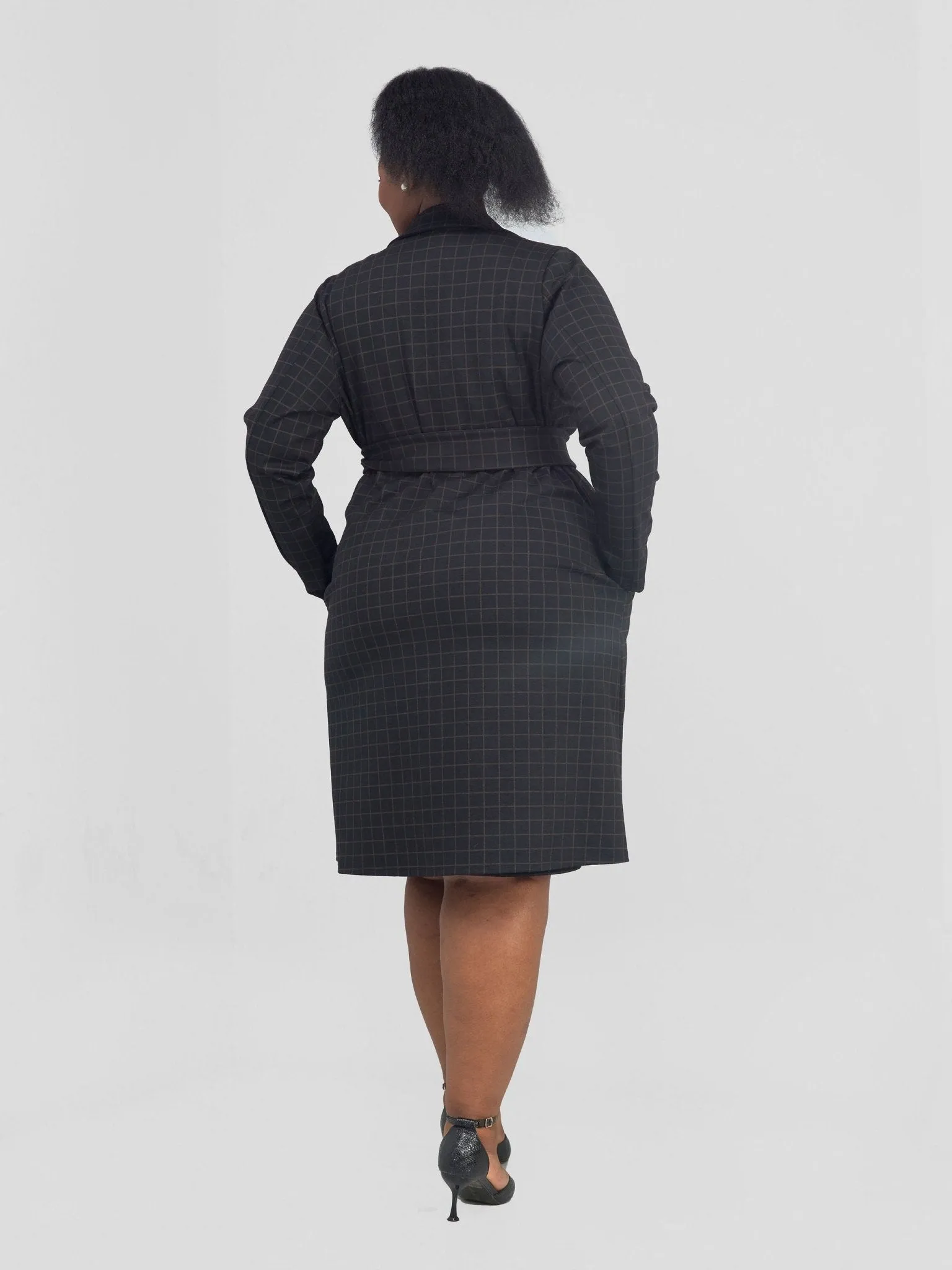 Vivo Paji Trench Coat - Taupe Checkered Print