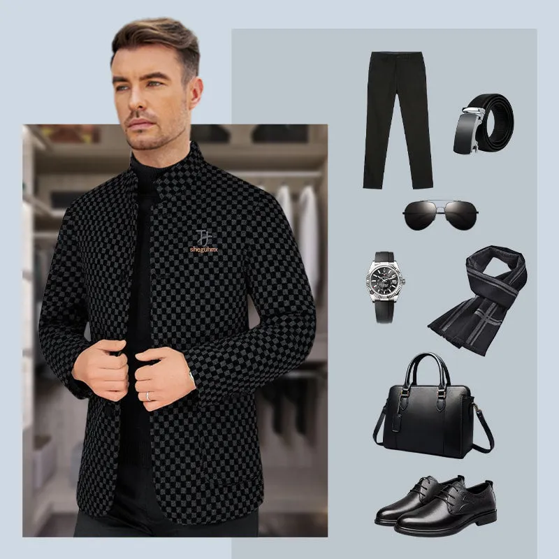 Winter SpecialsMens Trendy Checkered Warm Jacket with Pockets