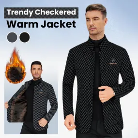 Winter SpecialsMens Trendy Checkered Warm Jacket with Pockets
