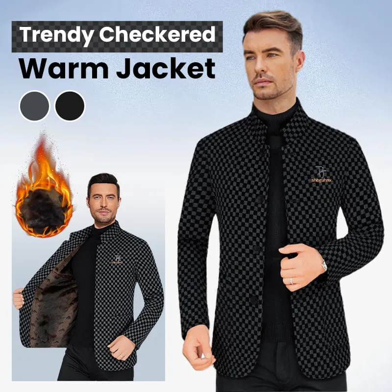 Winter SpecialsMens Trendy Checkered Warm Jacket with Pockets