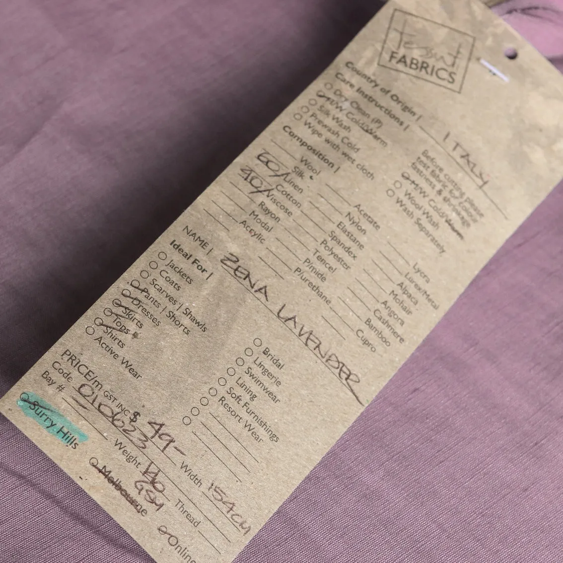 Zena Lavender Linen/Viscose Blend